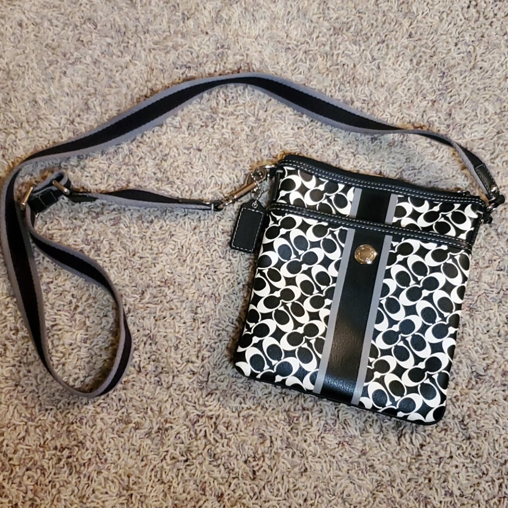 Black and White Coach Shoulder Bag